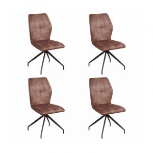 Lot de 4 fauteuils pivotantes assise en velours JULES Taupe
