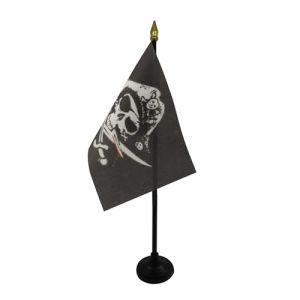 AZ FLAG - Mini Drapeau Pirate Sabres De Table - 15x10 cm - Drapeau Corsaire De Bureau 100% Polyester Avec Hampe Pointe Dorée