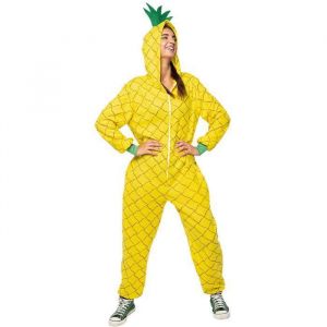 Rubie's Déguisement d'ananas pour adulte, unisexe, taille unique, combinaison à capuche, original, Halloween, carnaval, fête, enterrement de vie de jeune fille, cosplay et anniversaire.