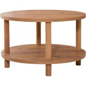 Calicosy Table basse ronde 2 niveaux décor pin atlantique D70 cm - roby