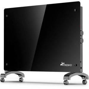 TRESKO Radiateur électrique noir 2000W convecteur en verre convecteur radiateur mural radiateur en verre salle de bain