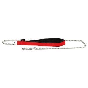 Martin Sellier Laisse chaîne fine nylon uni largeur 2cm et longueur 100cm rouge