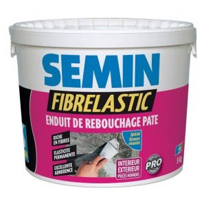 Enduit de Rebouchage Élastique Fibrelastic à Base de Fibre de Verre pour Fissures Vivantes, Intérieur-Extérieur, seau de 5 kg