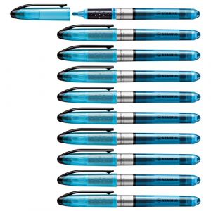 Stabilo Lot de 10 Surligneurs NAVIGATOR de poche Pte Biseautée bleu
