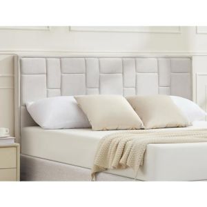 Vente-unique - Tête de lit 140 cm - Velours - Beige - hermine