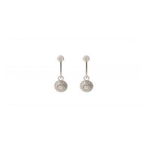 Satellite Boucles d'oreilles percées fantaisies métal et cristaux Prestige I argent Gris