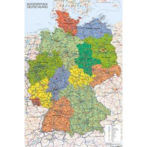 Empire Interactive Poster Carte de l'Allemagne (en Allemand) Multicolore