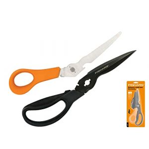Fiskars Ciseaux Multi-Usage, Longueur : 23 cm, Lames en Acier Inoxydable/Manches en Plastique, Noir/Orange, Solid, SP-341, 1063329
