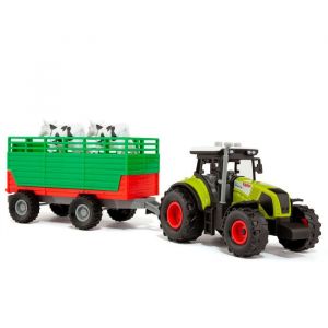 Molto | Tracteur pour Enfants avec remorque, lumières et Sons Farm - Jouet éducatif avec 2 Vaches de Jouet - Effets réalistes de Moteur et klaxon