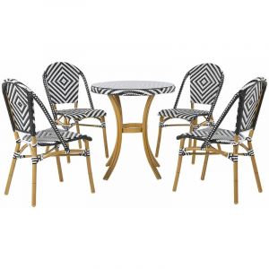 Image de Beliani Salon de jardin table et 4 chaises noir / blanc RIFREDDO
