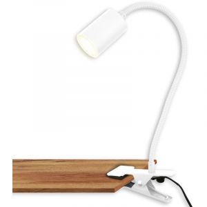 Fleks Lampe de bureau, orientable, &agrave; pince, &agrave; fiche, lumi&egrave;re blanche chaude, blanc, 40 x 10 x 6 cm - Briloner