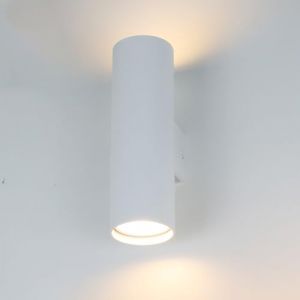 Applique murale aluminium blanc avec &eacute;clairage double, GU10 18cm