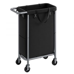 Songmics Panier à linge sur roulettes 90l 61 x 29 x 81 cm noir d’encre