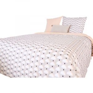 Cot&eacute; D&eacute;co Parure de lit Aliso - Microfibre 72 g/m&sup2; - 220 x 240 cm - Gris - Aliso