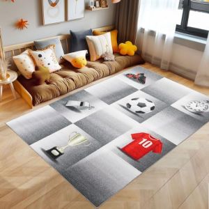 Tapis d'Enfant Chambre - Titan - Football Coupe - Gris - 140 x 200 cm - 100% Polypropylène - SIMPEX