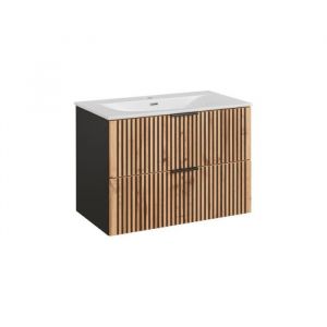 AC-D&eacute;co Meuble vasque &agrave; encastrer avec siphon - 80 cm - Sylve Black Wotan