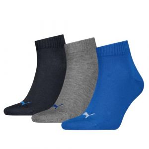 Puma Quarter en Coton recyclé uni Chaussette, Mélange de Bleu/Gris, 43-46 (Lot de 3) Mixte
