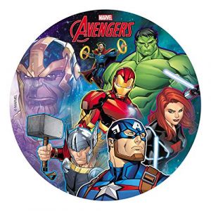 Dekora Disque Comestible de Marvel Avengers pour la Décoration du Gâteau d'Anniversaire - 20 cm