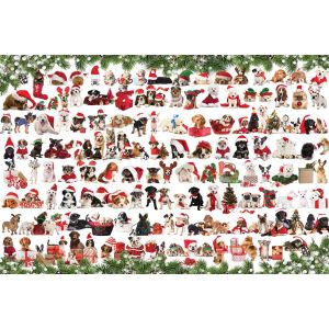 Eurographics Puzzle 1000 pièces : Boîte métal : Chiens de Noël