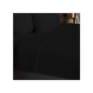 Soleil d'Ocre Drap Plat en Coton 57 Fils 260x300 cm UNI Noir