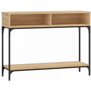 VidaXL Table Console, Bout de Canapé avec Compartiments et Étagère, Meuble de Rangement Entrée Salon Couloir, Moderne, Chêne Sonoma Bois d'Ingénierie