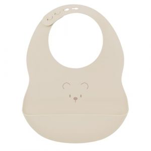 Nattou Bavoir en Silicone avec Récupérateur, Taille Réglable, Vegan, Sans BPA, Environ 20 x 27 cm, Silicone, Argile