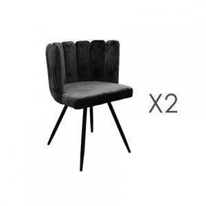 M&S Lot de 2 chaises 52,5x50,5x80 cm en velours noir - HARY