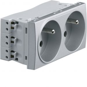 Hager WS122T Systo Prise double 2P+T Titane