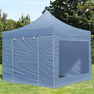Intent24 Tente pliante tente pliable 3x3m - avec fenêtre panoramique PROFESSIONAL toit 100% imperméable tente de jardin pavillon gris fonce.FR