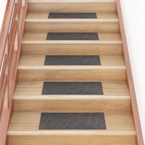 VidaXL Tapis d'escalier autocollants Rectangulaire 15 pcs 60x25 cm - grey brown
