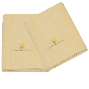 Eveil et Nature Lot de 2 Serviettes éponge 50x90 cm Coton bio Jaune
