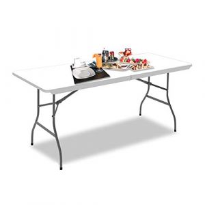 Todeco Table Pliante, Table en Plastique Robuste, Table Pliante Transportable, Traiteur Pliante Table, Matériau: HDPE, Charge Maximale: 100 kg,180 x 76 cm, Blanc