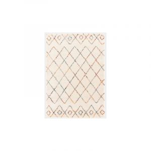 Décoweb Tapis motif berbère - Ouna - Ecru et losanges multicolore - 120 x 170 cm