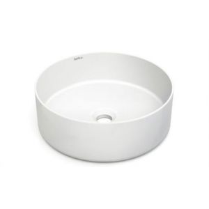 Bathco - Vasque céramique à poser ronde malevich - Blanc Mat - Ø380 x H130 mm