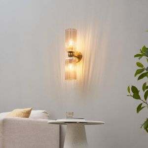 Kosilum Applique double verre texturé ambré - Leonora