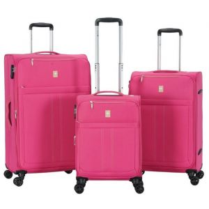 Lot de 3 valises souples 2105 Extensible 55, 66 et 77 cm Fuchsia