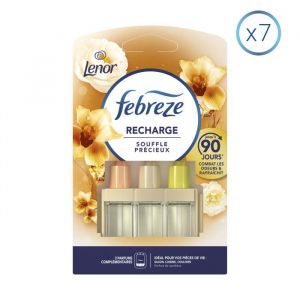 Febreze 3Volution Recharge Lenor Souffle Précieux pour Désodorisant Électrique, 7 X 20ml, 3 Parfums en Alternance Toutes les 45 Minutes, Technologie OdourClear, Combat les Odeurs, Jusqu'à 90 Jours