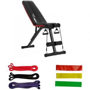 Pack Banc de Musculation Keboo Fitness Serie 500 129,5x45x118 cm et 6 Bandes &Eacute;lastiques pour Diff&eacute;rents Niveaux d'Entrainement