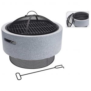 Progarden Bol à feu avec grille de barbecue Gris clair 52x18,5 cm