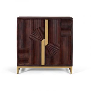 Giner Y Colomer - Buffet en bois de manguier massif avec d&eacute;tails dor&eacute;s