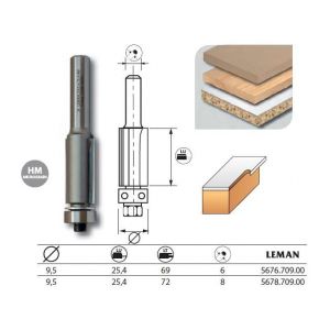 Leman Mèche d'affleureuse droite diam. 9,5 long. 72 q.8 + guide 5678.709.00