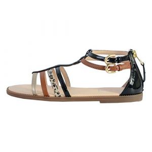 Image de Geox Sandales Karly J Noir Camel - Taille 28;29;30;31;32;33;34;35;36;37;38;39