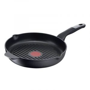 Tefal E2294074 Unlimited Poêle grill 26 cm en fonte d'aluminium, Revêtement antiadhésif, Thermo-Signal, Induction, Becs verseurs