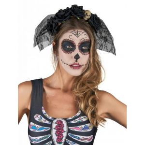 Serre tête noir voile dentelle Dia De Los Muertos Taille Unique