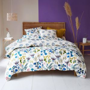 Drap plat bleu en coton TANIA