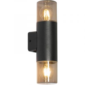 Qazqa Applique d'ext&eacute;rieur moderne noire 2 lumi&egrave;res IP44 - Odense