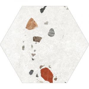 Carrelage hexagonal Granitia blanc 22x25 cm