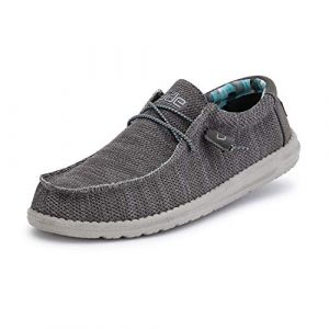 Dude Hey Wally Sox Mocassins pour homme, confortables et légers - Noir - Charbon, 44 EU EU