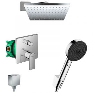 Hansgrohe Vernis Shape Pulsify Set de douche encastr&eacute; tout en 1 avec douche de t&ecirc;te 230 XXL + Douchette 3 jets Performance