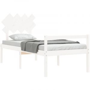 VidaXL Cadre de lit avec t&ecirc;te de lit blanc 90x200 cm bois massif - White
